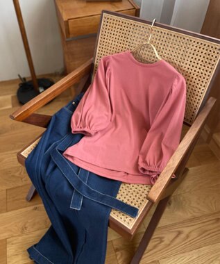 Feroux 【UVケア】バックリボンボリュームスリーブ Tシャツ ピンク系