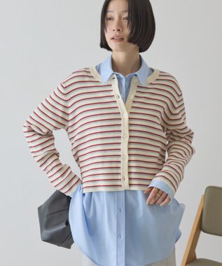 AMERICAN HOLIC マルチボーダーリブニットカーディガン