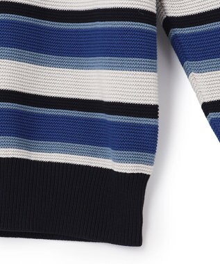 J.PRESS MEN ドライメッシュ ボーダーセーター ネイビー系1