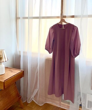 Feroux 【洗える】ジョーゼットコンビポンチ ワンピース キャメル系