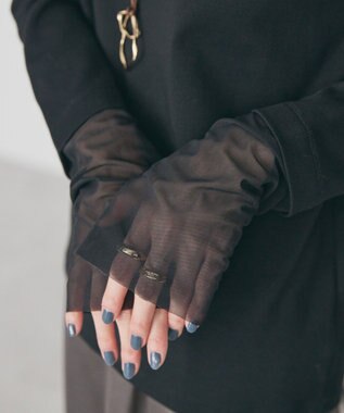 AMERICAN HOLIC 袖チュールレイヤードプルオーバー Black