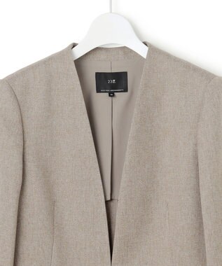 23区 S 【洗える】ウールライクカルゼ ノーカラージャケット ベージュ系