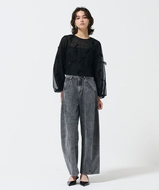 GRACE CONTINENTAL リボンチュールトップ ブラック