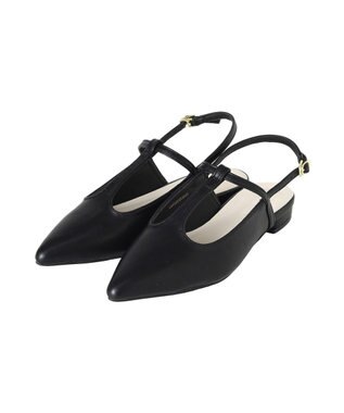 Green Parks マルチファブリックＴストラップミュール Black