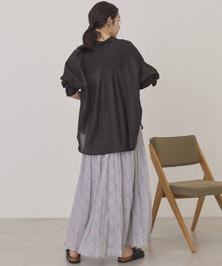 AMERICAN HOLIC 【選べる丈】チェックシアープリーツスカート Light Gray