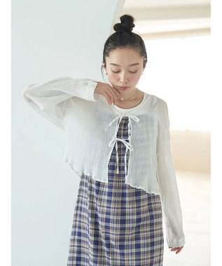 earth music&ecology ＳＥＴ２点クレープリボンブラウス＋インナー White