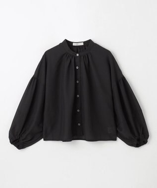 ANY シアーテックリネンギャザーブラウス ブラック