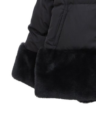 earth music&ecology フードファー中綿ショートコート ブラック
