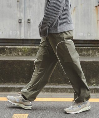 WEGO 【ユニセックス着用ITEM/ウエストゴム】イージーパイピングカーゴパンツ カーキ