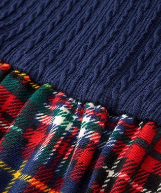 MIKI HOUSE HOT BISCUITS 【80-120cm】 襟付き チェック柄ワンピース 紺