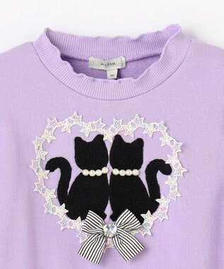 ANY KIDS ネコシルエット裏毛トレーナー ラベンダー