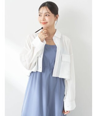 earth music&ecology ビッグポケットショートシャツ Off White