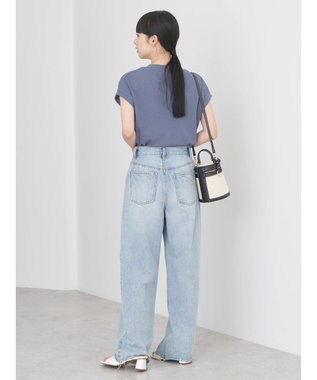 earth music&ecology フレンチスリーブリブプルオーバー Blue