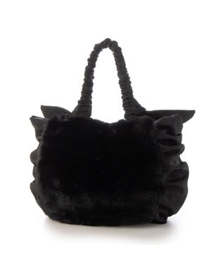 UNBILLION カシュカシュ cachecache / 下がりリボンエコファーコンビラウンドトート ブラック