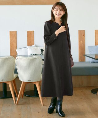 Tiaclasse 【洗える】ピーチスキンAラインワンピース チャコールグレー