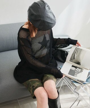 WEGO スターメッシュBIGニット ブラック