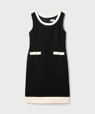 GRACE CONTINENTAL ツイードトリミングワンピース ブラック