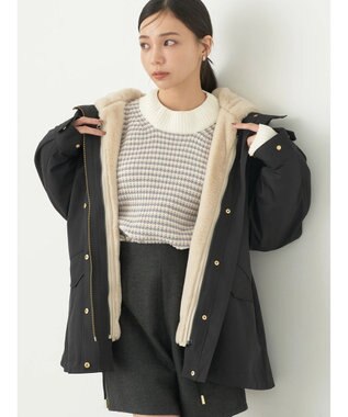 earth music&ecology マルチウェイマウンテンパーカー（ファー） Black