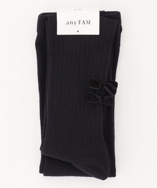 ANY KIDS タイツ（リブ×リボン） ブラック