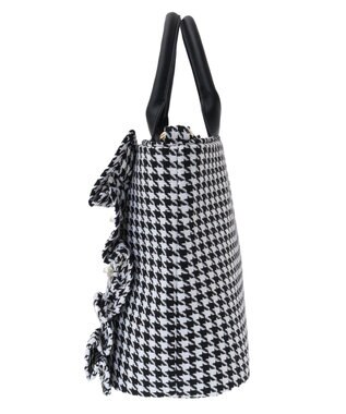 Maison de FLEUR 2Way千鳥柄フリルトートMバッグ Black