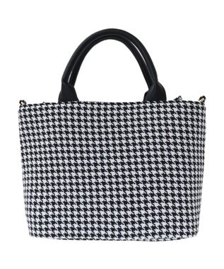 Maison de FLEUR 2Way千鳥柄フリルトートMバッグ Black