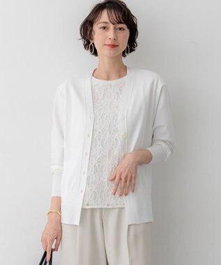 23区 S レーヨンポリエステルストレッチ Vネック カーディガン