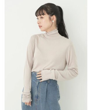 earth music&ecology シアータートルネックプルオーバー Beige