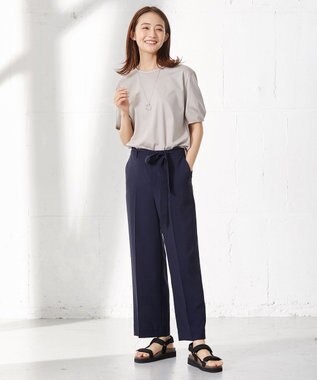 J.PRESS LADIES 【洗える・接触冷感】マルソースパンボイル パンツ ネイビー系