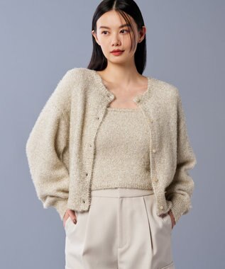 uncrave ラメ シャギー ニット バンドゥ（uncrave STANDARD） ゴールド×ホワイト