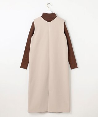 ANY SIS 【2SET】ニードルジャンパースカート × ラメリブタートルニット セット アイボリーベージュ×ブラウン