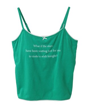 earth music&ecology メッセージプリントカップ付きキャミソール Green