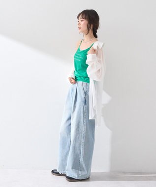 earth music&ecology メッセージプリントカップ付きキャミソール Green