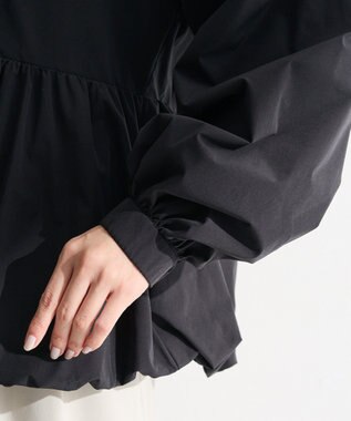 Green Parks ノーカラーペプラムブルゾン Black