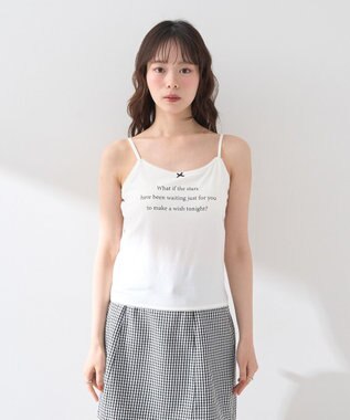 earth music&ecology メッセージプリントカップ付きキャミソール Off White
