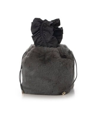 UNBILLION カシュカシュ cachecache / フリルハンドルエコファー巾着バッグ