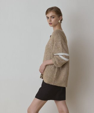 GRACE CONTINENTAL グリッターニットカーディガン ベージュ