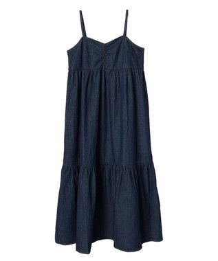 earth music&ecology デニムバックレースアップワンピース Indigo