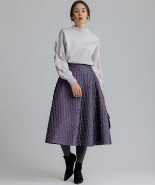 組曲 【WEB限定】袖フリル付きニットプルオーバー ライトグレー系