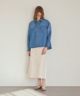 GRACE CONTINENTAL ツイードライン切替スカート キナリ