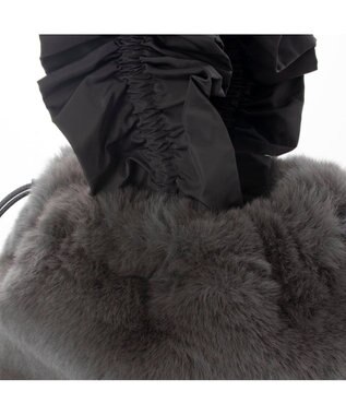 UNBILLION カシュカシュ cachecache / フリルハンドルエコファー巾着バッグ GY