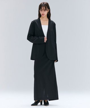 BEIGE， 【洗える/接触冷感/速乾/UVケア対応・Precious 8月号掲載】BATEAU / ボタンレスノーカラジャケット Black