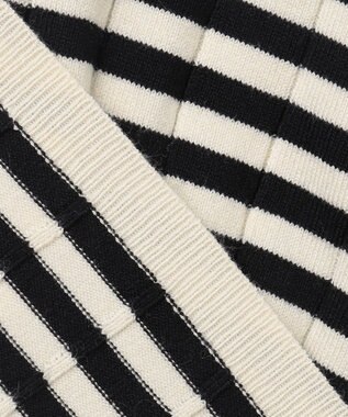 ANY リブボーダーニット オフ×ブラック