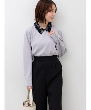 Te chichi レースカラーブラウス グレー