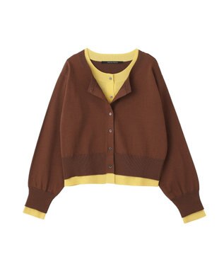 YECCA VECCA 2wayレイヤードクルーネックカーディガン Brown