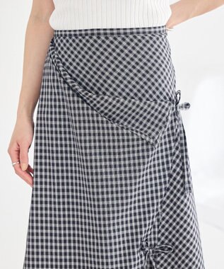earth music&ecology ランダムキリカエラップスカート Check Black