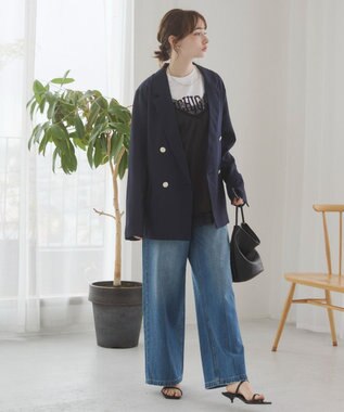 WEGO 【ANGIE VINTAGE】リネンライクジャケット ネイビー