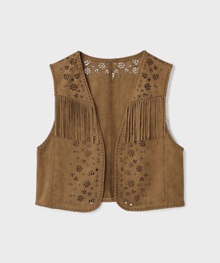 GRACE CONTINENTAL フェイクスウェードジレ キャメル