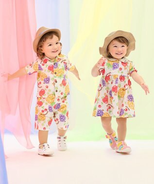 MIKI HOUSE HOT BISCUITS 【ビーンズ×フルーツシリーズ】【80-120cm】襟付き 半袖ワンピース アイボリー