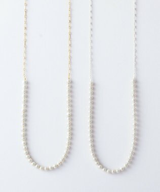 Pisceans コットンパール&フィガロチェーンネックレス マットゴールド