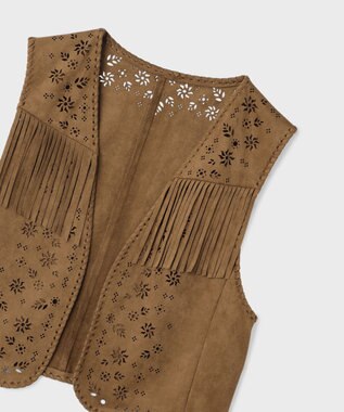 GRACE CONTINENTAL フェイクスウェードジレ キャメル